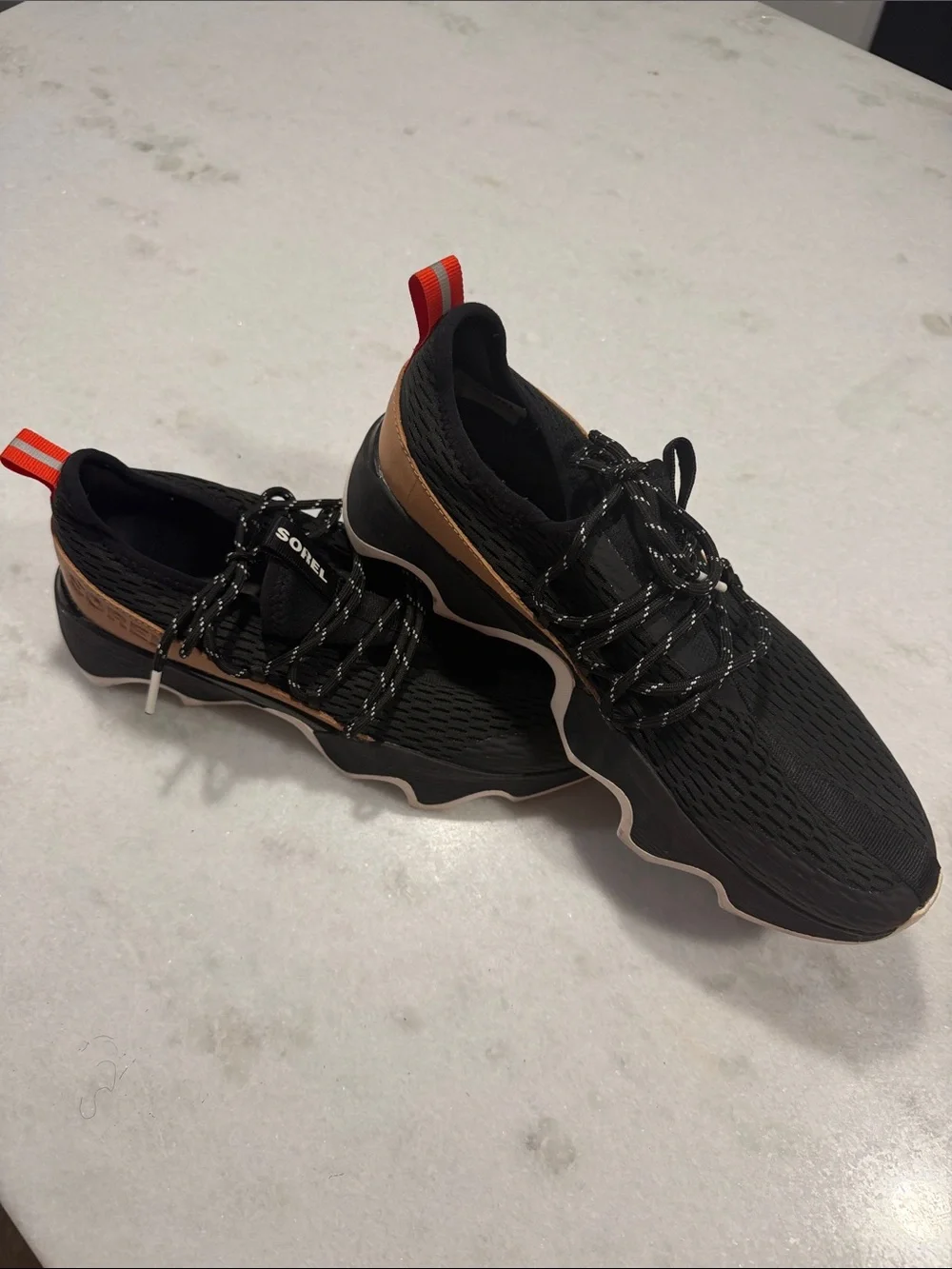 Women’s Black Athletic Sneakers with Tan Accents, VS brand